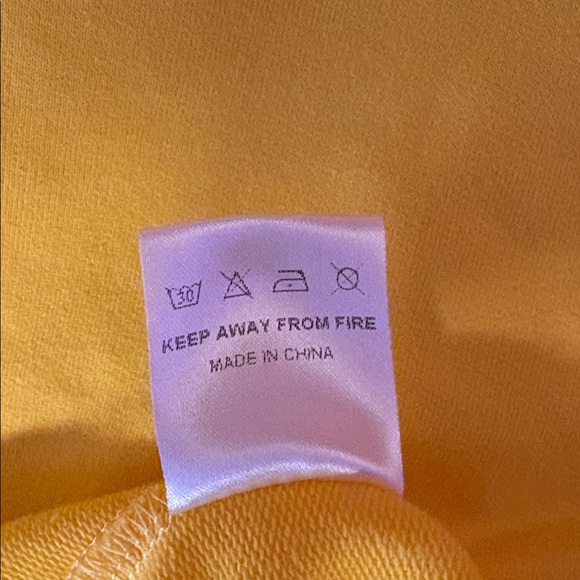 Yellow Cropped Hoodie with White Stripes - Picture 5 of 10